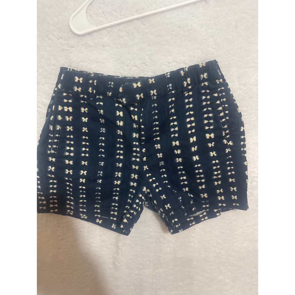 J‎ Crew Women's Navy Blue Tie Dye Bow Print Shorts Size 8 Summer Casual